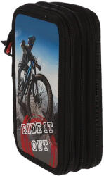 Pigna Penar neechipat Pigna, 3 fermoare, motiv Ride IT UP, Albastru (MCPE3FCK09) Penar