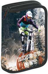 Pigna Penar echipat cu un fermoar si 2 extensii Pigna, 50 piese, motiv Ride it out, Negru (MCPE50Q54) Penar