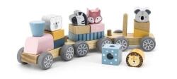 Viga Toys Fából készült vonat állatokkal