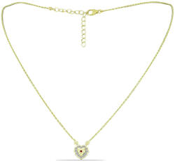  Arannyal Bevont Ezüst Nyaklánc Vörös Gyémánttal és Fehér Gyémánttal, Y59431