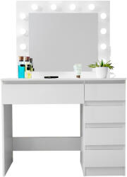 Aga Fésülködőasztal, tükörrel, világítással, el. konnektor, fehér (MRDT06-GW-S)