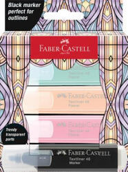 Faber-Castell Szövegkiemelő készlet, FABER-CASTELL Glassy, 3 különböző pasztell szín + fekete (TFC254694) (TFC254694)