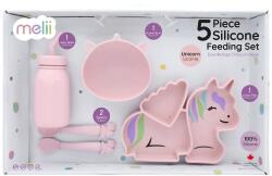Melii Set de cină pentru copii Melii din silicon, 5 piese - Unicorn (23010) Set pentru masa bebelusi