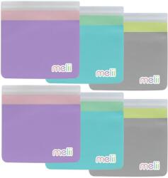 Melii Pungi reutilizabile pentru gustări Melii, 6 bucăți - Culoare uni (21300) Set pentru masa bebelusi