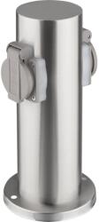 Solight PG10 kültéri 2 aljzatos, 230V, IP44, matt króm, kerek oszlop PG10 (SL1487)