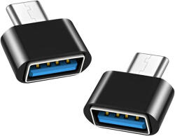 Laptophardware 2db USB-C (Type-C) to USB 3.0 OTG (Normál USB) adapter, átalakító fekete