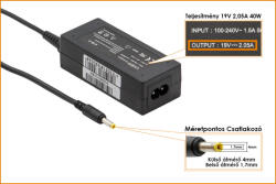 Laptophardware HP 19.5V 2.05A 40W (4mm-1, 7mm kúpos fej) helyettesítő új töltő (PA1400-18HL, HSTNN-LA18)