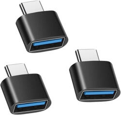 Laptophardware 3db USB-C (Type-C) to USB 3.0 OTG (Normál USB) adapter, átalakító fekete