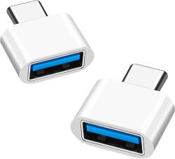 Laptophardware 2db USB-C (Type-C) to USB 3.0 OTG (Normál USB) adapter, átalakító fehér