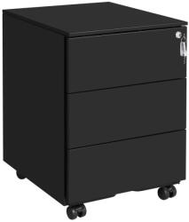 SONGMICS Mobil Irodai Görgős Konténer 3 Fiókos Zárható Acél Matt Fekete (EUZ-OFC63BK)