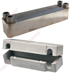 FERRO Lemezes hőcserélő 3/4"-os, 25-30 kW-os, szigeteléssel, IC8THX24