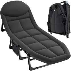 Trizand összecsukható kempingágy szürke-fekete 200 cm 25380