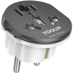 YOOUP T01 Plus Hálózatifej átalakító 220v (utazási Adapter) Fekete-fehér