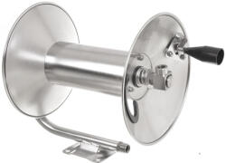 Inox tömlődob 30 méter magasnyomású tömlőhöz, manuális felcsavarással 3/8" belső menet - M22 külső menetes, 280 bar, 100°C