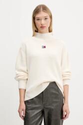 Tommy Hilfiger pamut pulóver bézs, félgarbó nyakú, DW0DW21676 - bézs M