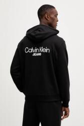 Calvin Klein pamut melegítőfelső fekete, nyomott mintás, kapucnis, LV04RD002G - fekete L