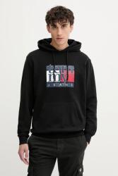 Tommy Hilfiger pamut melegítőfelső fekete, nyomott mintás, kapucnis, DM0DM22092 - fekete L