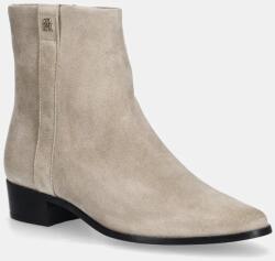 Tommy Hilfiger velúr bokacsizma TH SUEDE POINTY ZIP BOOTIE bézs, magassarkú, FW0FW08981 - bézs Női 38
