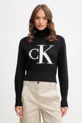 Calvin Klein pamut pulóver meleg, fekete, garbónyakú, LV047D349G - fekete XS