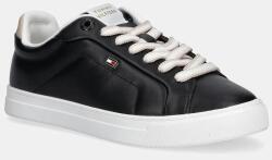 Tommy Hilfiger bőr sportcipő ICON COURT SNEAKER - fekete Női 36