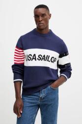 Tommy Hilfiger pamut pulóver x SAIL GP sötétkék, MW0MW41542 - sötétkék M