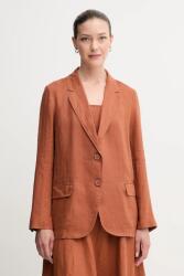 United Colors of Benetton len blézer zöld, sima, egysoros gombolású - barna 34