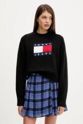 Tommy Hilfiger pulóver gyapjúkeverékből könnyű, fekete, DW0DW21782 - fekete L