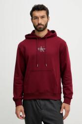 Calvin Klein pamut melegítőfelső bordó, nyomott mintás, kapucnis, LV04RD243G - burgundia L