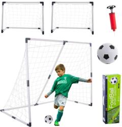  2-az-1-ben focikapu labdával és pumpával, szétszerelhető 2 kiskapura, 143 X 110 X 70 cm (KX4876)