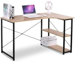 Intenso Home L alakú sarok íróasztal / számítógépasztal polcokkal 120×73 cm, masszív fém vázzal, fekete-sonoma tölgy - Intenso Home (INT-BGZ1207375G)