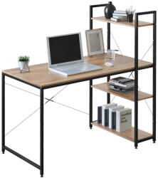 Intenso Home íróasztal / számítógépasztal polcokkal 100x52cm | Masszív fém váz, fekete - Sonoma tölgy szín (INT-DNZ1048DG)