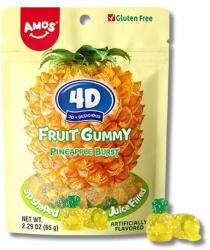 Amos Sweets 4D Juicy Pineapple folyékony ananászlével töltött gumicukor 65g - delfinbuvar