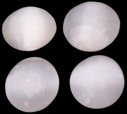 Palm Stone Selenit Alb Natural Oval - 38-41 x 35-38 x 18-21 mm - Canal de Lumina si Echilibru Interior - ( XL ) - 1 Buc
