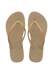 Havaianas Papuci Havaianas cu talpa groasa din cauciuc natural, bej cu glitter 39/40