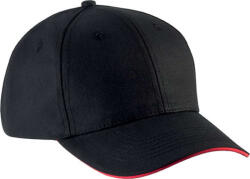 K-UP KP153 szendvics ellenzős 6 paneles baseball sapka K-UP, Black/Red-U (kp153bl-re-u)