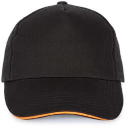 K-UP KP124 SANDWICH baseball sapka 5 paneles, pamut twill anyagból K-UP, Black/Orange-U (kp124bl-or-u)