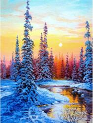 NORIMPEX - Puzzle Tablou Diamant: Râu iarna 30x40cm - 1 - 39 piese