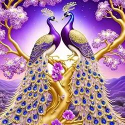 NORIMPEX - Puzzle Tablou Diamant: Păuni pe o ramură 30x40cm - 1 - 39 piese