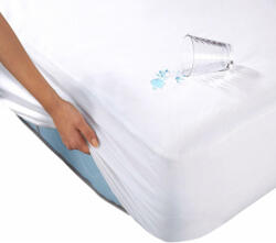 Ralex Pucioasa Husă protecție pătuț bebe frotir bumbac 100% impermeabilă pentru saltea 60x120 cm si inaltime 15-20 cm Alb