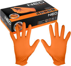 NEO TOOLS Munkakesztyű, perforált nitril, narancssárga, 50db, több méretben (97-690-L)