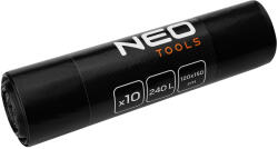 NEO TOOLS Szemeteszsák, 240l, 120x150cm, 45mic, fekete, 10db (15-988)