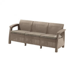 Keter Canapea Corfu love seat max, culoare cappuccino, cu pernă nisip (227641)