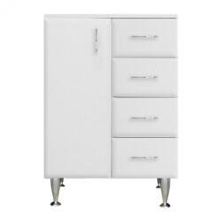 Leziter Dulap jos Bianca Plus 60 cu 1 ușă, 4 sertare, alb lucios, stânga (BA601A4FMFFMFFB)