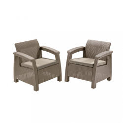 Keter Set fotolii Corfu duo, culoare cappuccino, cu pernă nisip (227643)