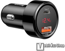 Baseus Magic Series PPS autós / szivargyújtós töltő - FEKETE - 1 x USB, 1 x Type-C aljzat, 5V/6A, 45W, QC, PD 3.0, QC 4.0, QC 3.0, QC 2.0, SCP, FCP, AFC gyorstöltés támogatás, KÁBEL NÉLKÜL! - CCMLC20C-01 (CC