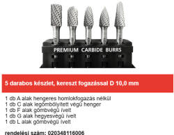 ABRABORO keményfém turbómaró készlet, kereszt fogazással D10, 0mm 5 db-os készlet (020348116006)