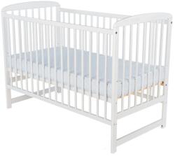 BabyNeeds - Patut din lemn Ola 120x60 cm, Din lemn de pin, Stabil si rezistent, Inaltime saltea reglabila pe 3 nivele, Laterala cu 3 bete detasabile, EN716-1, EN716-2, Alb (BOOLA01AL)