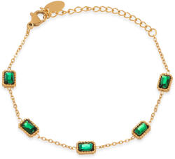 Troli Bájos aranyozott karkötő zöld kristályokkal