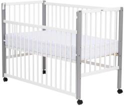 Qmini Patut Din Lemn Bebe Qmini 120x60cm Laterala Culisanta Lemn Pin Mdf Reglabila Pe 3 Nivele Maya Alb (QMMAY03AL)