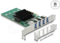 Delock PCI Express x4 Kártya - 4 x Külső USB 3.0 Quad Channel - alacsony profilú formatényező (89048) - ipon